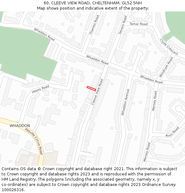 60, CLEEVE VIEW ROAD, CHELTENHAM, GL52 5NH: Location map and indicative extent of plot