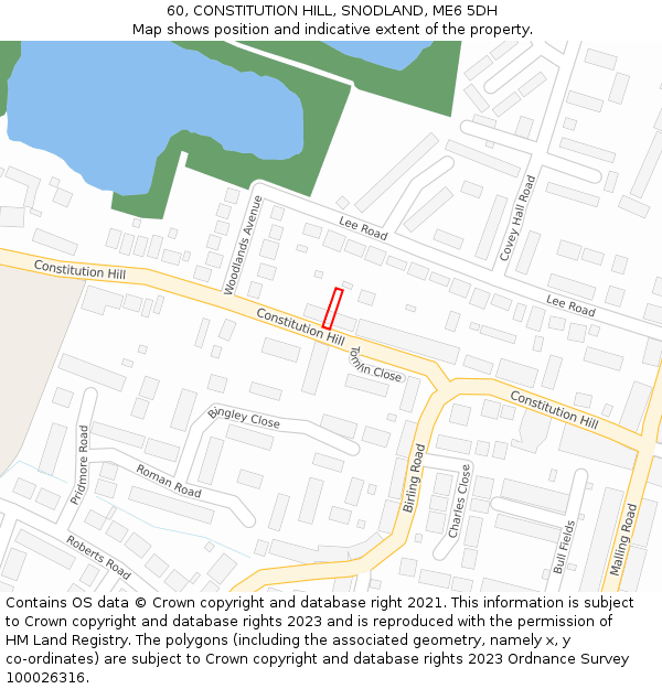 60, CONSTITUTION HILL, SNODLAND, ME6 5DH: Location map and indicative extent of plot