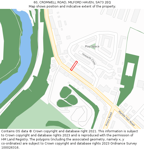 60, CROMWELL ROAD, MILFORD HAVEN, SA73 2EQ: Location map and indicative extent of plot