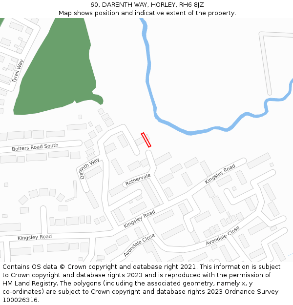 60, DARENTH WAY, HORLEY, RH6 8JZ: Location map and indicative extent of plot