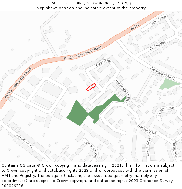 60, EGRET DRIVE, STOWMARKET, IP14 5JQ: Location map and indicative extent of plot