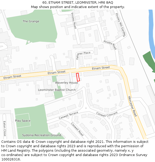 60, ETNAM STREET, LEOMINSTER, HR6 8AQ: Location map and indicative extent of plot