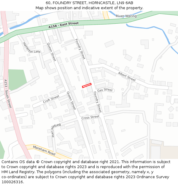 60, FOUNDRY STREET, HORNCASTLE, LN9 6AB: Location map and indicative extent of plot