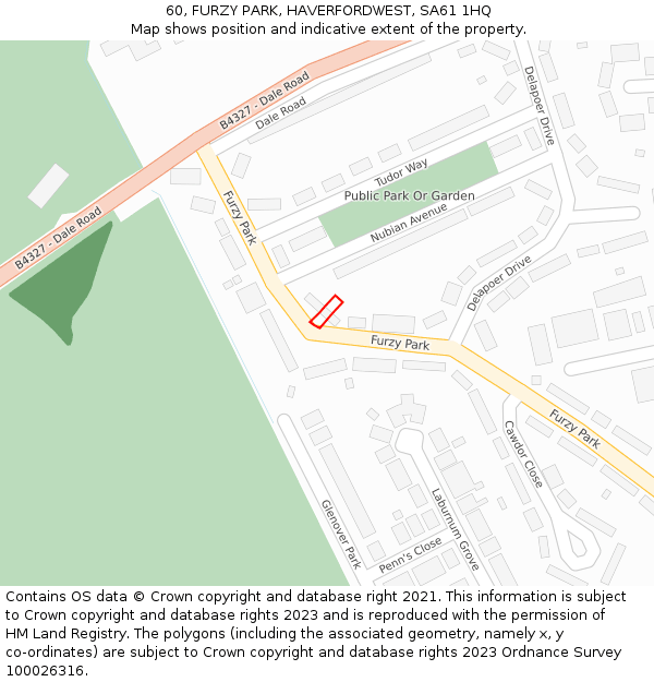 60, FURZY PARK, HAVERFORDWEST, SA61 1HQ: Location map and indicative extent of plot