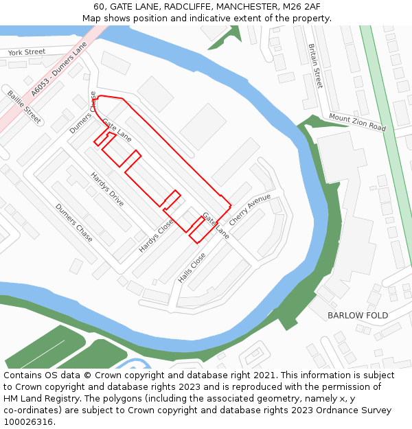 60, GATE LANE, RADCLIFFE, MANCHESTER, M26 2AF: Location map and indicative extent of plot