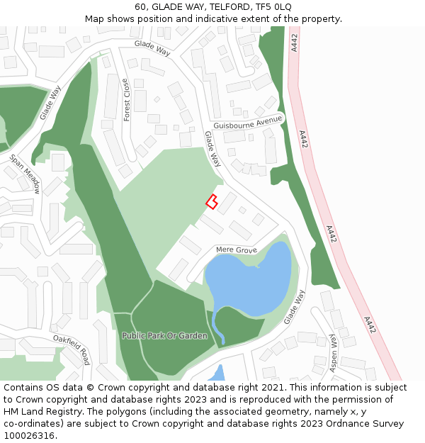 60, GLADE WAY, TELFORD, TF5 0LQ: Location map and indicative extent of plot
