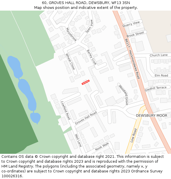 60, GROVES HALL ROAD, DEWSBURY, WF13 3SN: Location map and indicative extent of plot