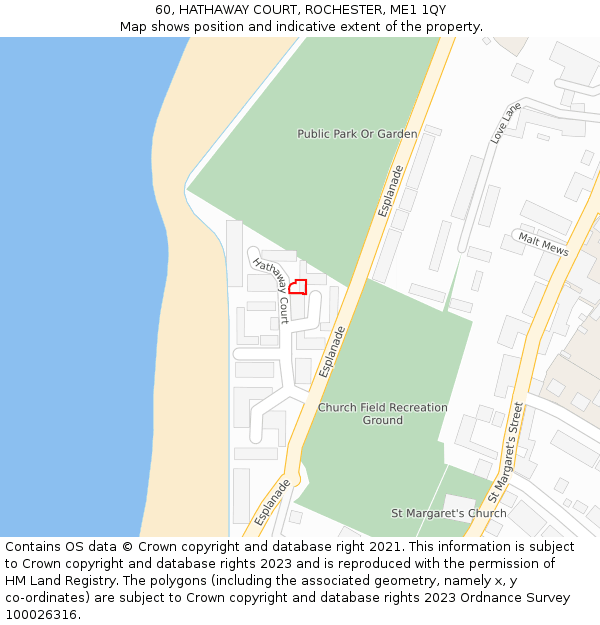 60, HATHAWAY COURT, ROCHESTER, ME1 1QY: Location map and indicative extent of plot