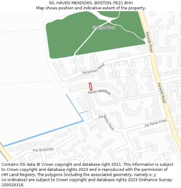 60, HAVEN MEADOWS, BOSTON, PE21 8HH: Location map and indicative extent of plot