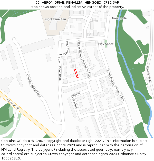 60, HERON DRIVE, PENALLTA, HENGOED, CF82 6AR: Location map and indicative extent of plot