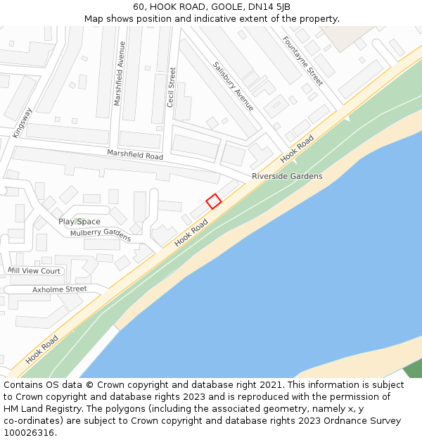 60, HOOK ROAD, GOOLE, DN14 5JB: Location map and indicative extent of plot