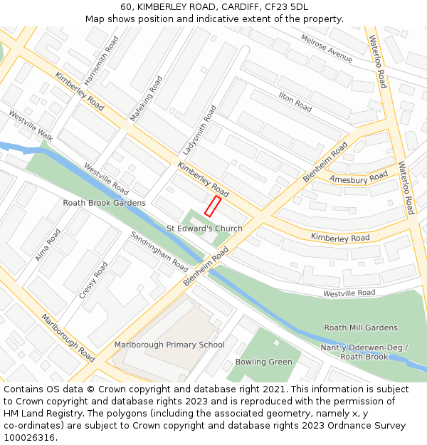 60, KIMBERLEY ROAD, CARDIFF, CF23 5DL: Location map and indicative extent of plot