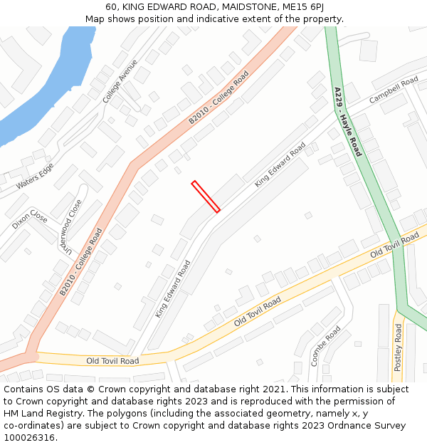 60, KING EDWARD ROAD, MAIDSTONE, ME15 6PJ: Location map and indicative extent of plot