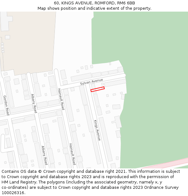 60, KINGS AVENUE, ROMFORD, RM6 6BB: Location map and indicative extent of plot