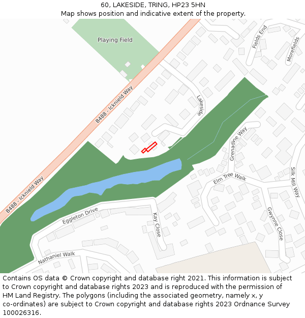 60, LAKESIDE, TRING, HP23 5HN: Location map and indicative extent of plot