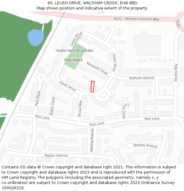 60, LEVEN DRIVE, WALTHAM CROSS, EN8 8BD: Location map and indicative extent of plot