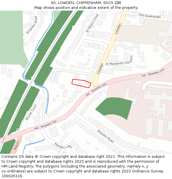 60, LOWDEN, CHIPPENHAM, SN15 2BE: Location map and indicative extent of plot