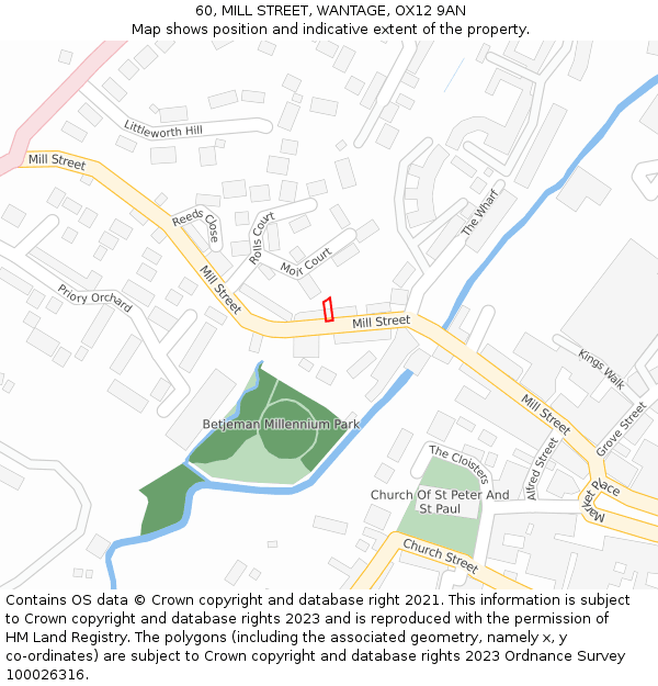 60, MILL STREET, WANTAGE, OX12 9AN: Location map and indicative extent of plot
