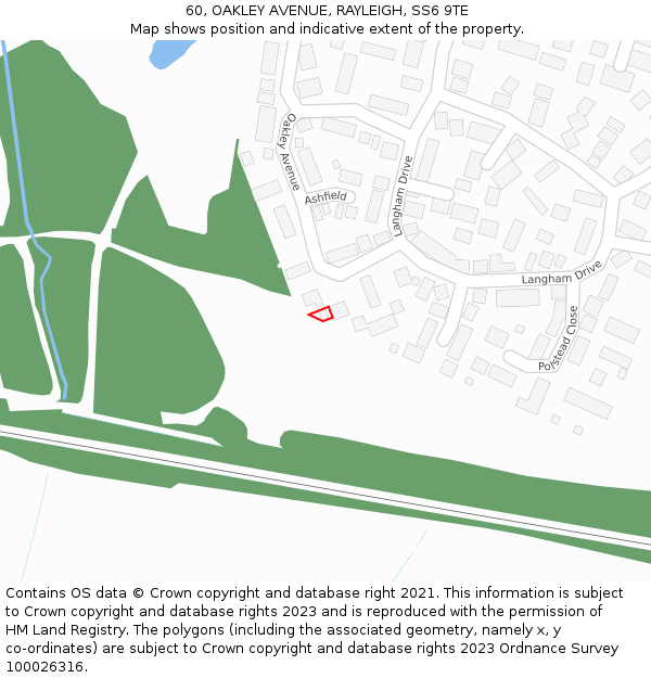60, OAKLEY AVENUE, RAYLEIGH, SS6 9TE: Location map and indicative extent of plot