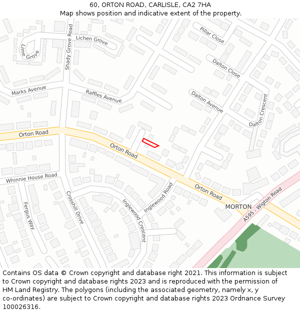60, ORTON ROAD, CARLISLE, CA2 7HA: Location map and indicative extent of plot