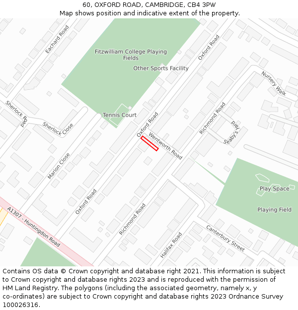 60, OXFORD ROAD, CAMBRIDGE, CB4 3PW: Location map and indicative extent of plot