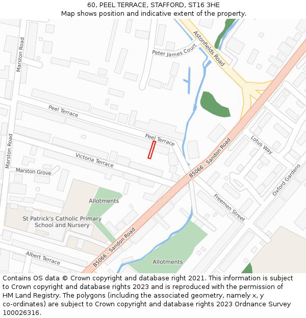 60, PEEL TERRACE, STAFFORD, ST16 3HE: Location map and indicative extent of plot