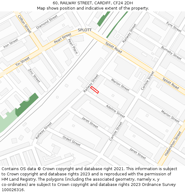 60, RAILWAY STREET, CARDIFF, CF24 2DH: Location map and indicative extent of plot