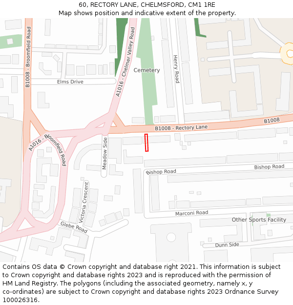 60, RECTORY LANE, CHELMSFORD, CM1 1RE: Location map and indicative extent of plot