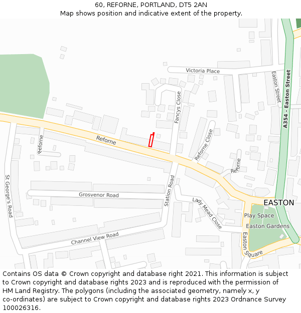 60, REFORNE, PORTLAND, DT5 2AN: Location map and indicative extent of plot