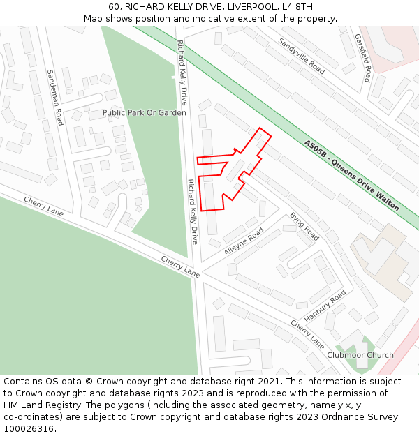 60, RICHARD KELLY DRIVE, LIVERPOOL, L4 8TH: Location map and indicative extent of plot