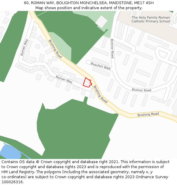 60, ROMAN WAY, BOUGHTON MONCHELSEA, MAIDSTONE, ME17 4SH: Location map and indicative extent of plot