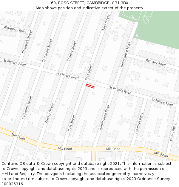 60, ROSS STREET, CAMBRIDGE, CB1 3BX: Location map and indicative extent of plot