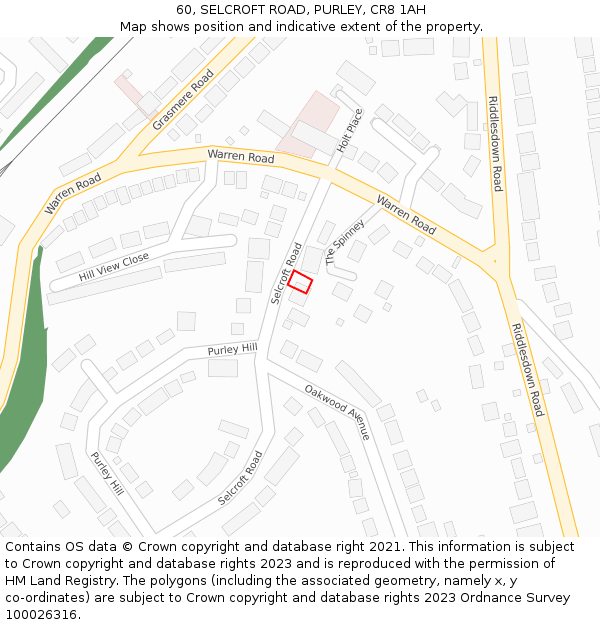 60, SELCROFT ROAD, PURLEY, CR8 1AH: Location map and indicative extent of plot