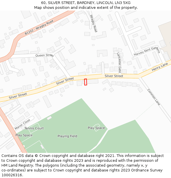 60, SILVER STREET, BARDNEY, LINCOLN, LN3 5XG: Location map and indicative extent of plot
