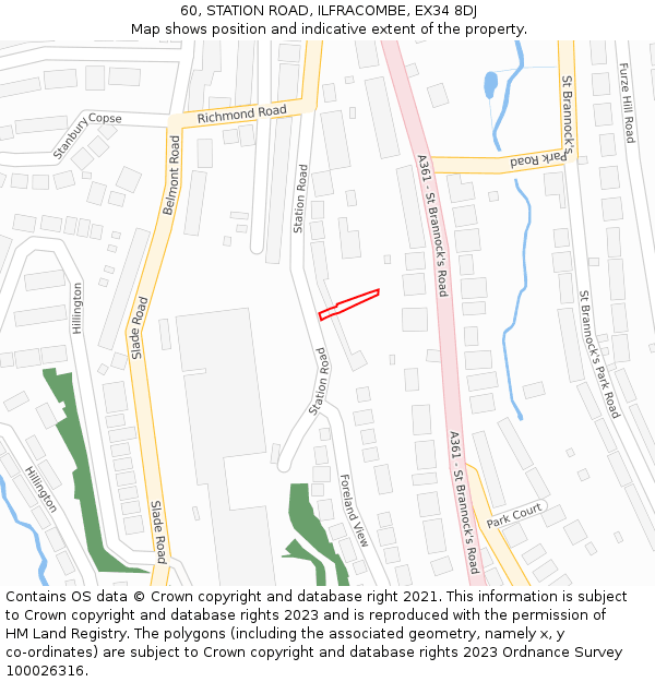 60, STATION ROAD, ILFRACOMBE, EX34 8DJ: Location map and indicative extent of plot