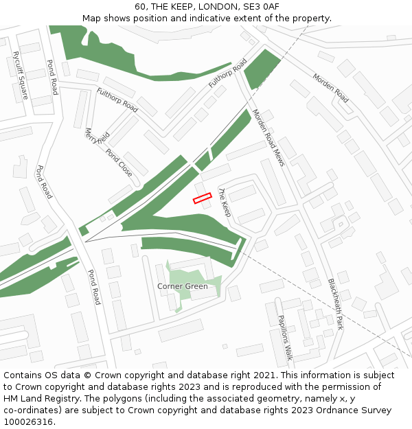 60, THE KEEP, LONDON, SE3 0AF: Location map and indicative extent of plot
