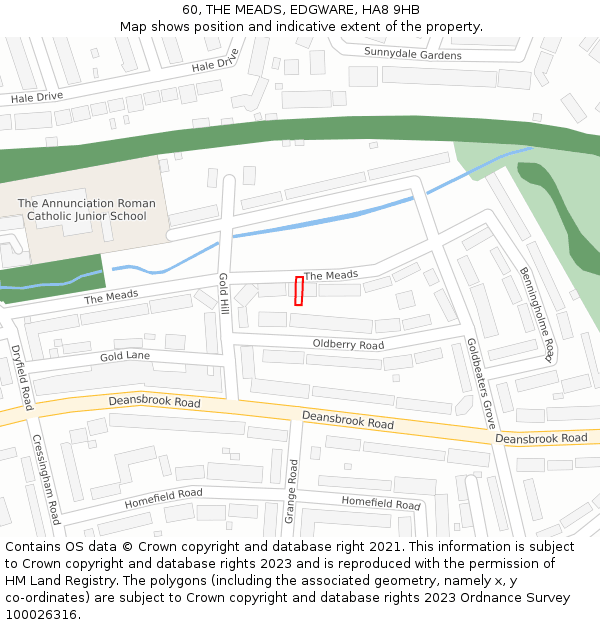 60, THE MEADS, EDGWARE, HA8 9HB: Location map and indicative extent of plot