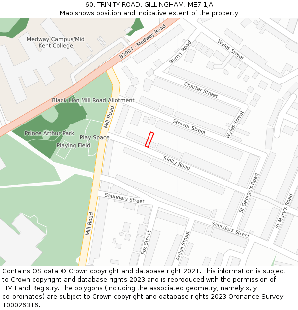 60, TRINITY ROAD, GILLINGHAM, ME7 1JA: Location map and indicative extent of plot