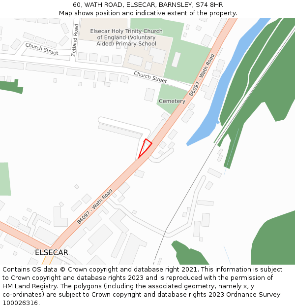 60, WATH ROAD, ELSECAR, BARNSLEY, S74 8HR: Location map and indicative extent of plot