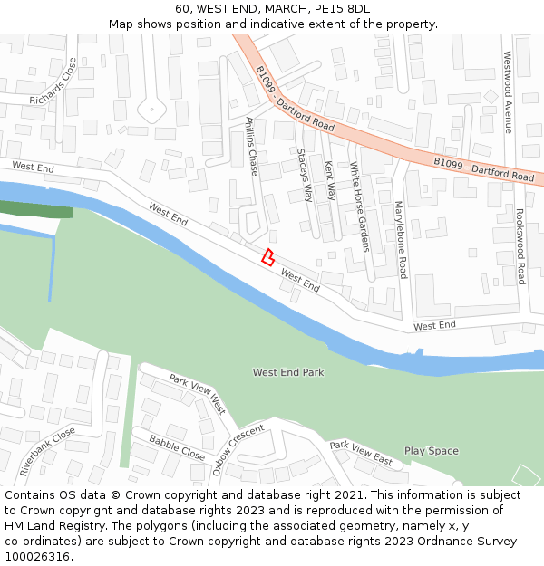 60, WEST END, MARCH, PE15 8DL: Location map and indicative extent of plot