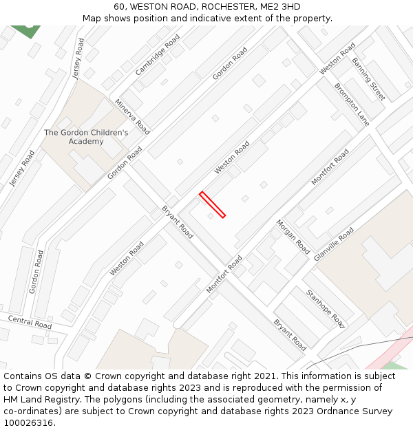 60, WESTON ROAD, ROCHESTER, ME2 3HD: Location map and indicative extent of plot
