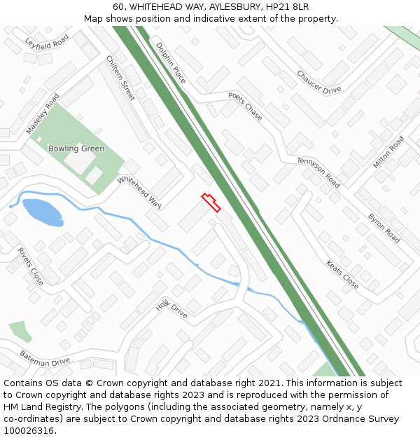 60, WHITEHEAD WAY, AYLESBURY, HP21 8LR: Location map and indicative extent of plot
