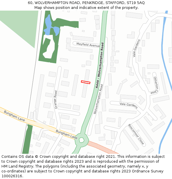 60, WOLVERHAMPTON ROAD, PENKRIDGE, STAFFORD, ST19 5AQ: Location map and indicative extent of plot