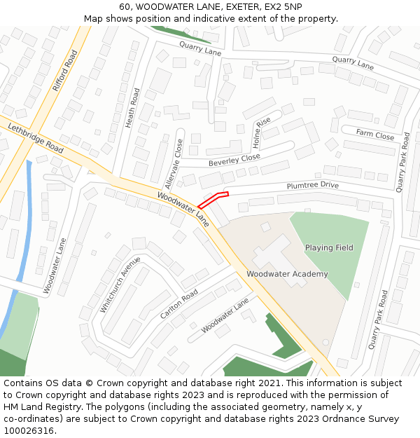 60, WOODWATER LANE, EXETER, EX2 5NP: Location map and indicative extent of plot