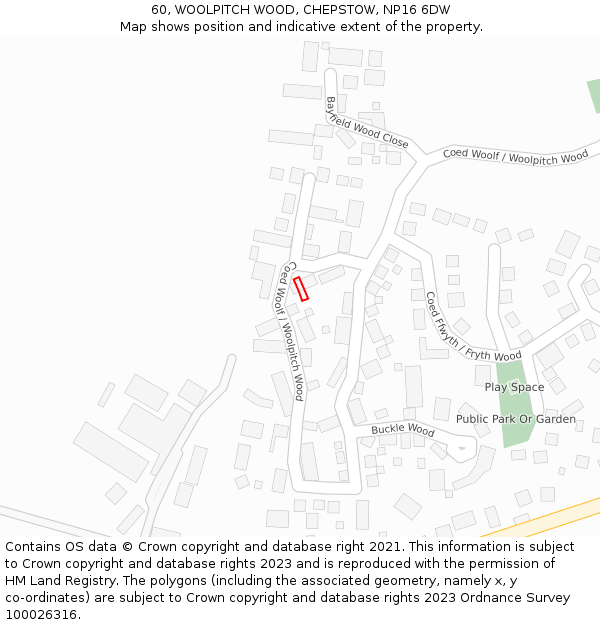 60, WOOLPITCH WOOD, CHEPSTOW, NP16 6DW: Location map and indicative extent of plot