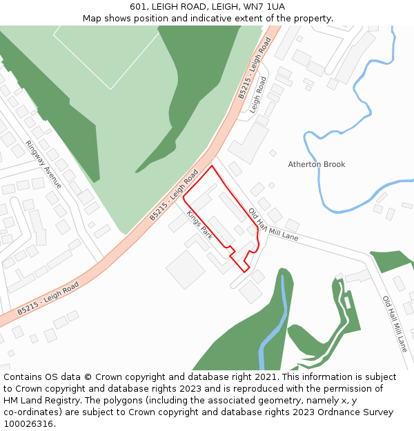 601, LEIGH ROAD, LEIGH, WN7 1UA: Location map and indicative extent of plot
