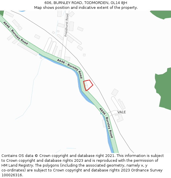 606, BURNLEY ROAD, TODMORDEN, OL14 8JH: Location map and indicative extent of plot