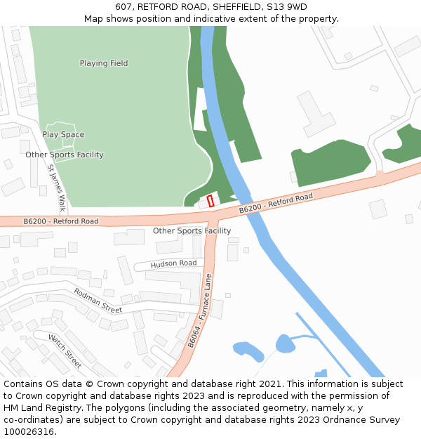 607, RETFORD ROAD, SHEFFIELD, S13 9WD: Location map and indicative extent of plot