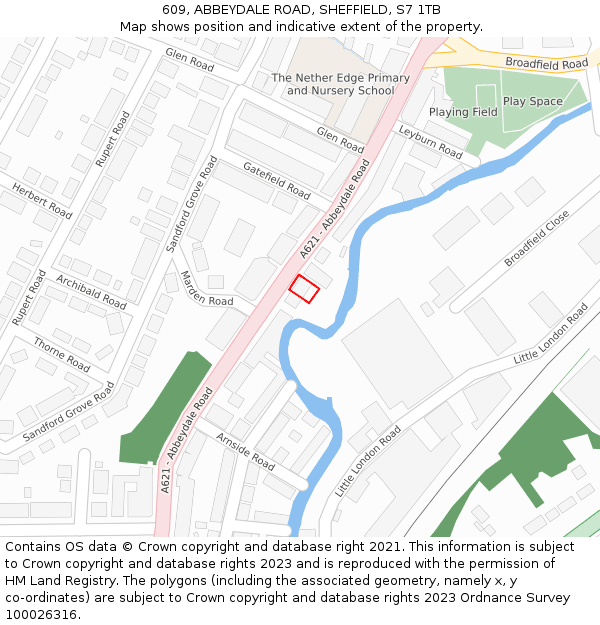 609, ABBEYDALE ROAD, SHEFFIELD, S7 1TB: Location map and indicative extent of plot