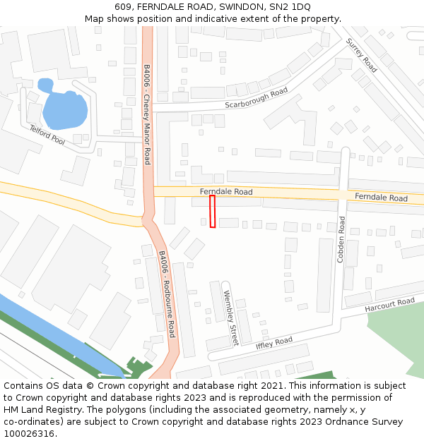 609, FERNDALE ROAD, SWINDON, SN2 1DQ: Location map and indicative extent of plot